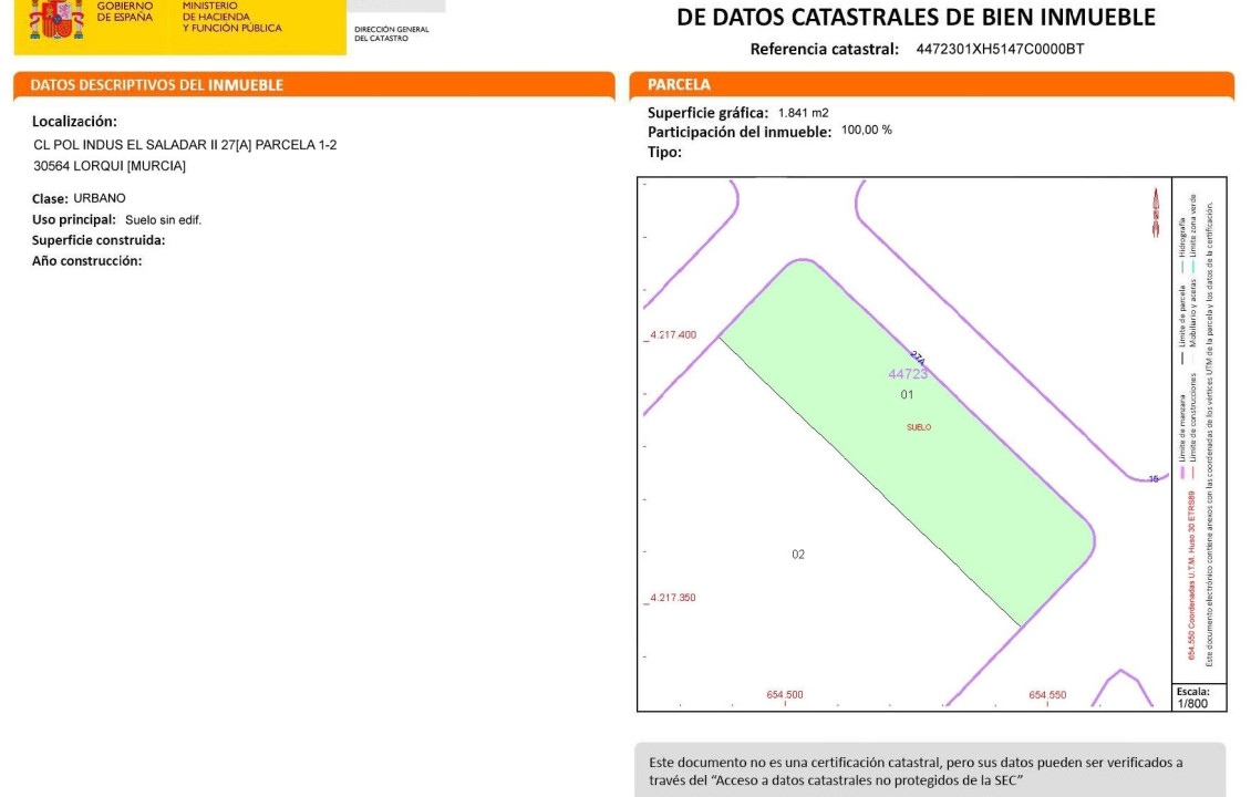 For Sale - Fincas y solares - Lorquí - POL INDUS EL SALADAR II