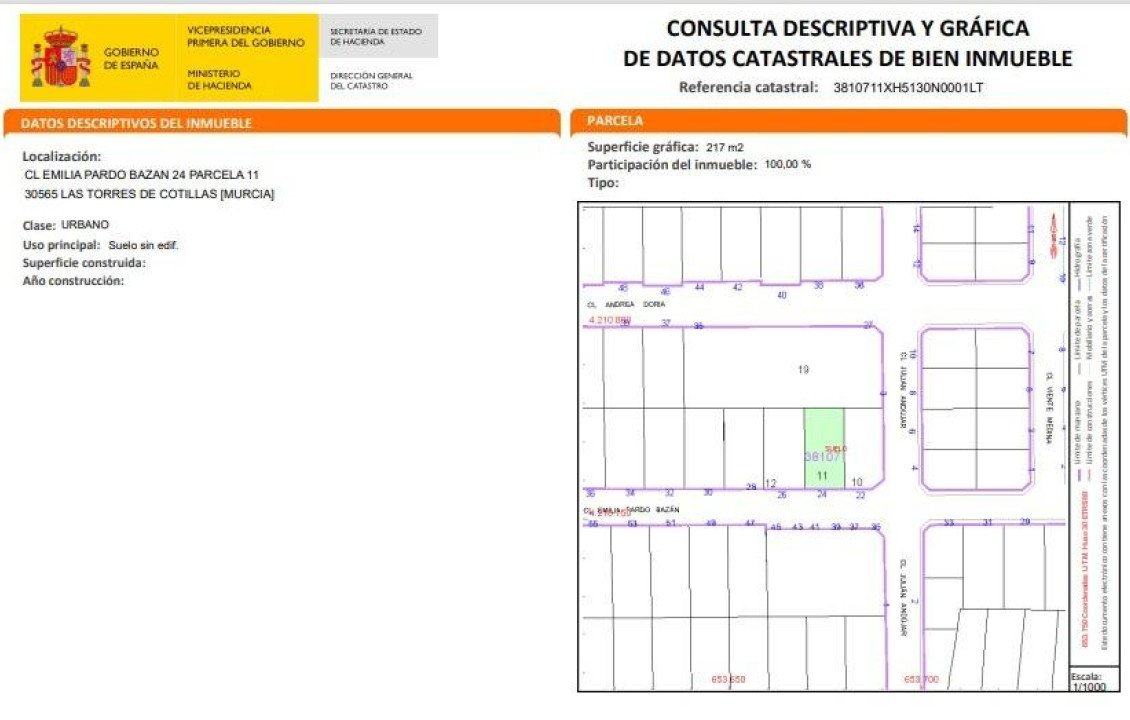 Venta - Fincas y solares - Torres de Cotillas Las - EMILIA PARDO BAZAN