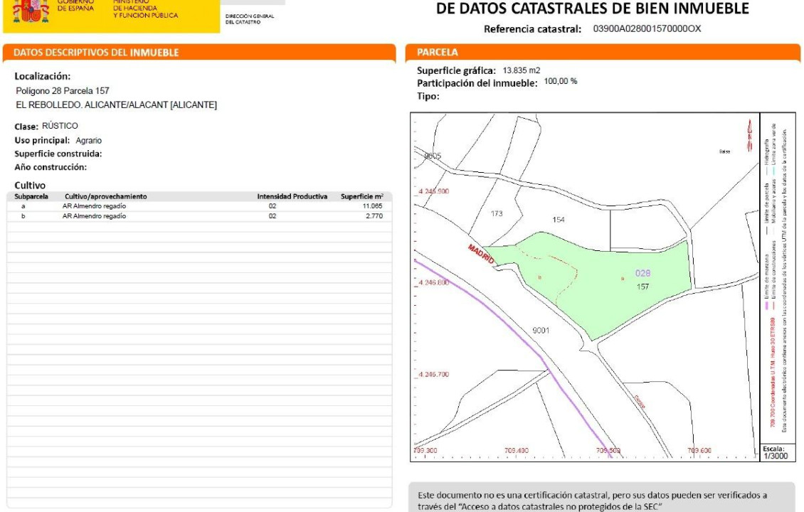 For Sale - Plot - Alicante Pedanias - El rebolledo