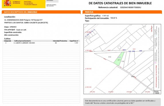 For Sale - Fincas y solares - Albacete - POLIGONO 18 PARCELA 617